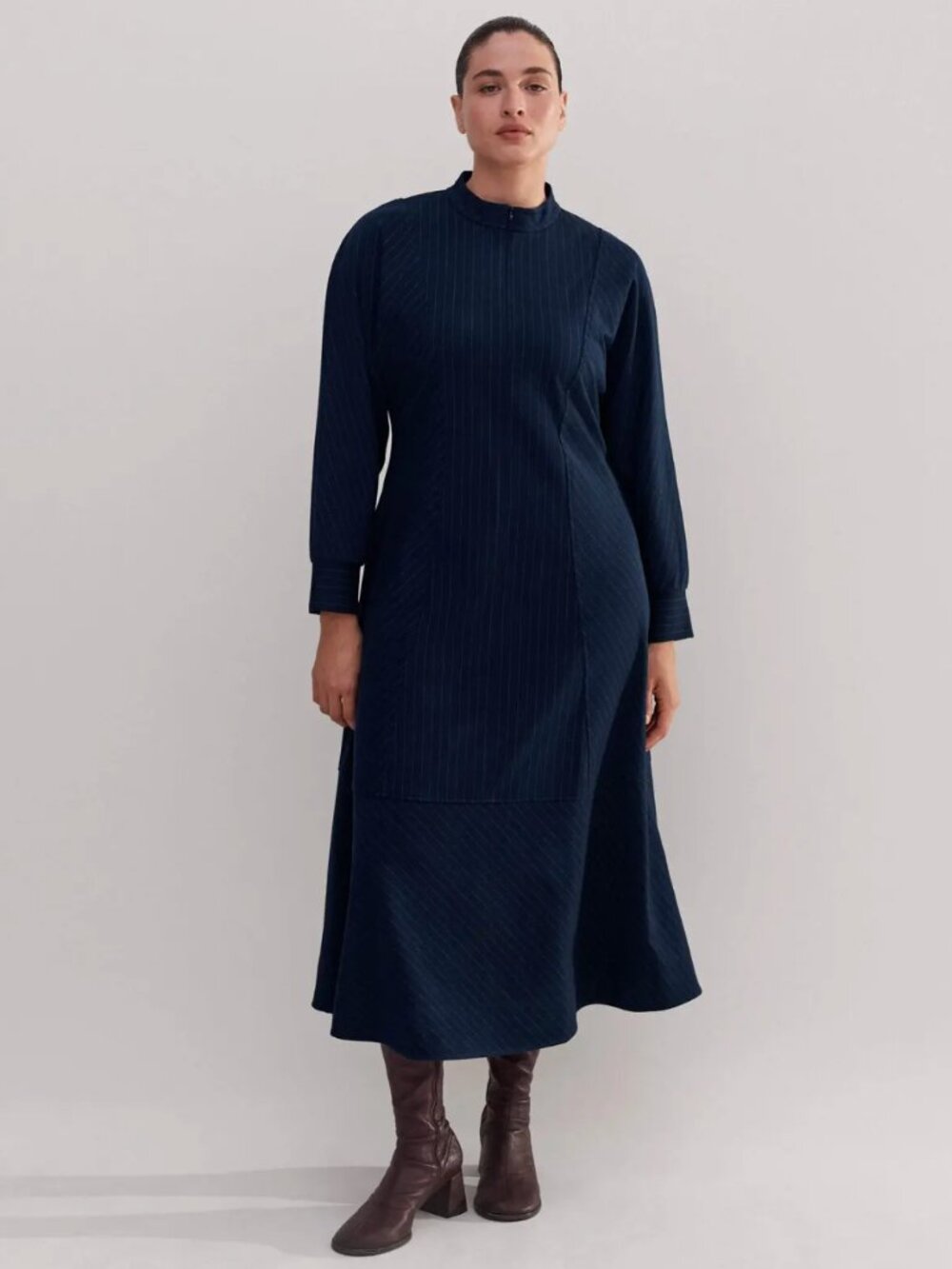ME+EM Travel Tailoring Blue Pinstripe Dress, like new